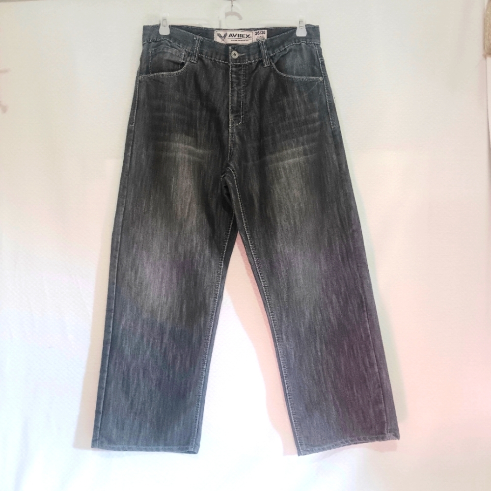 AVIREX Men's BLACK BAGGY Jeans.